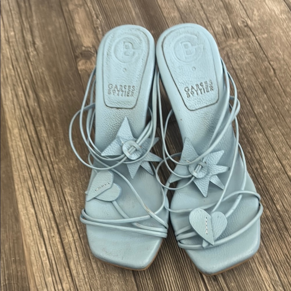 Blue Strappy Slide Sandals with Knotted Detail
